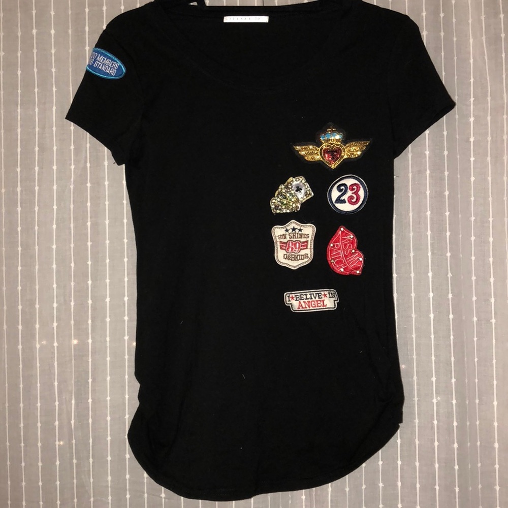 Black T-Shirt with Patches